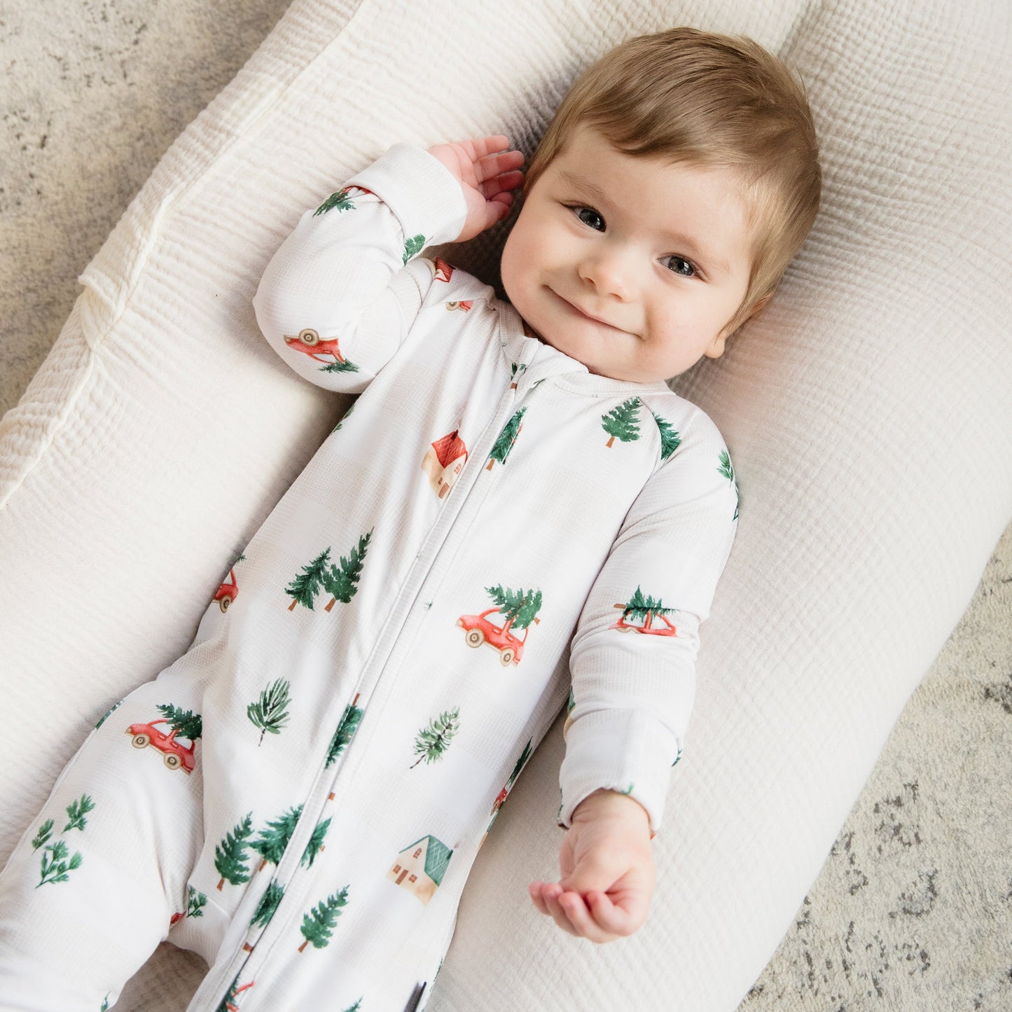 Winter Cottage Bamboo Zippered Romper
