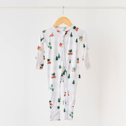 Winter Cottage Bamboo Zippered Romper