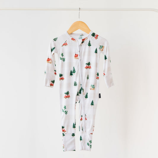 Winter Cottage Bamboo Zippered Romper
