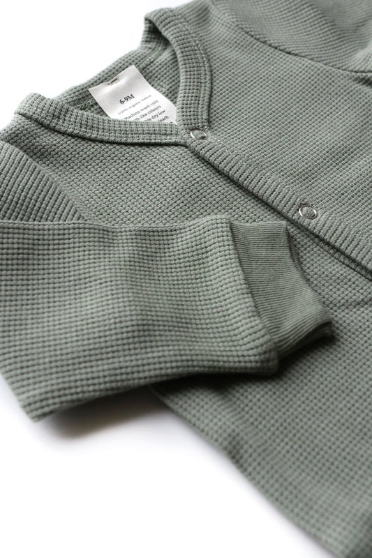 Organic Waffle Sleepsuit Seafoam