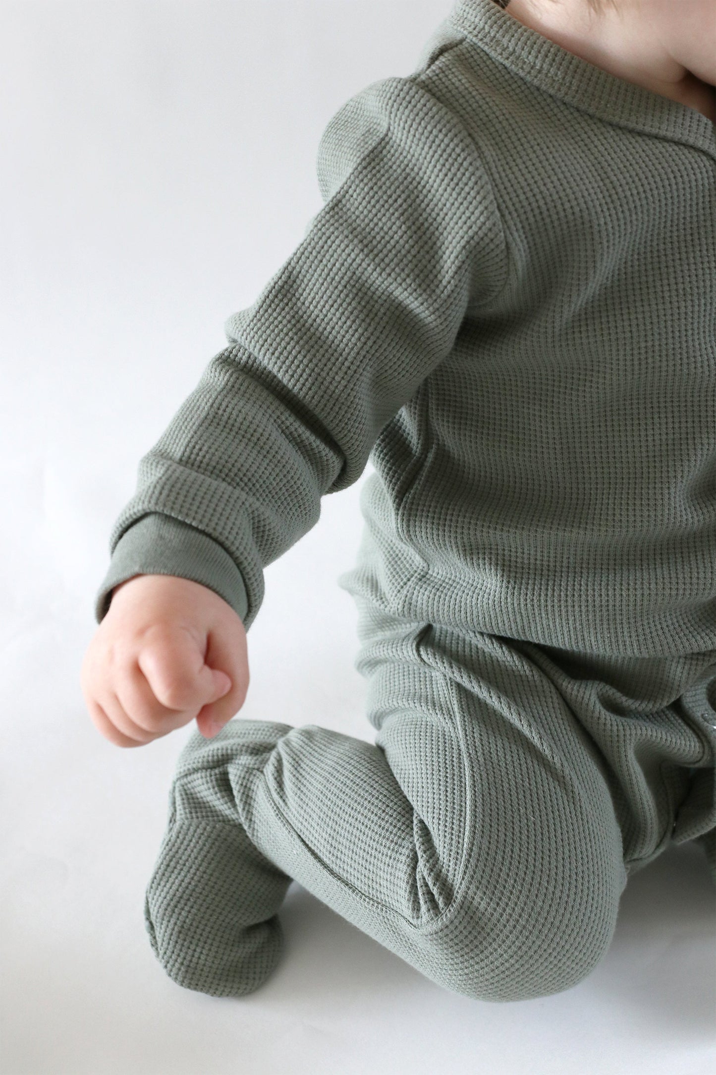Organic Waffle Sleepsuit Seafoam