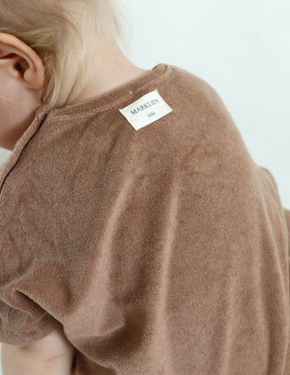 Combinaison-short en tissu éponge caramel