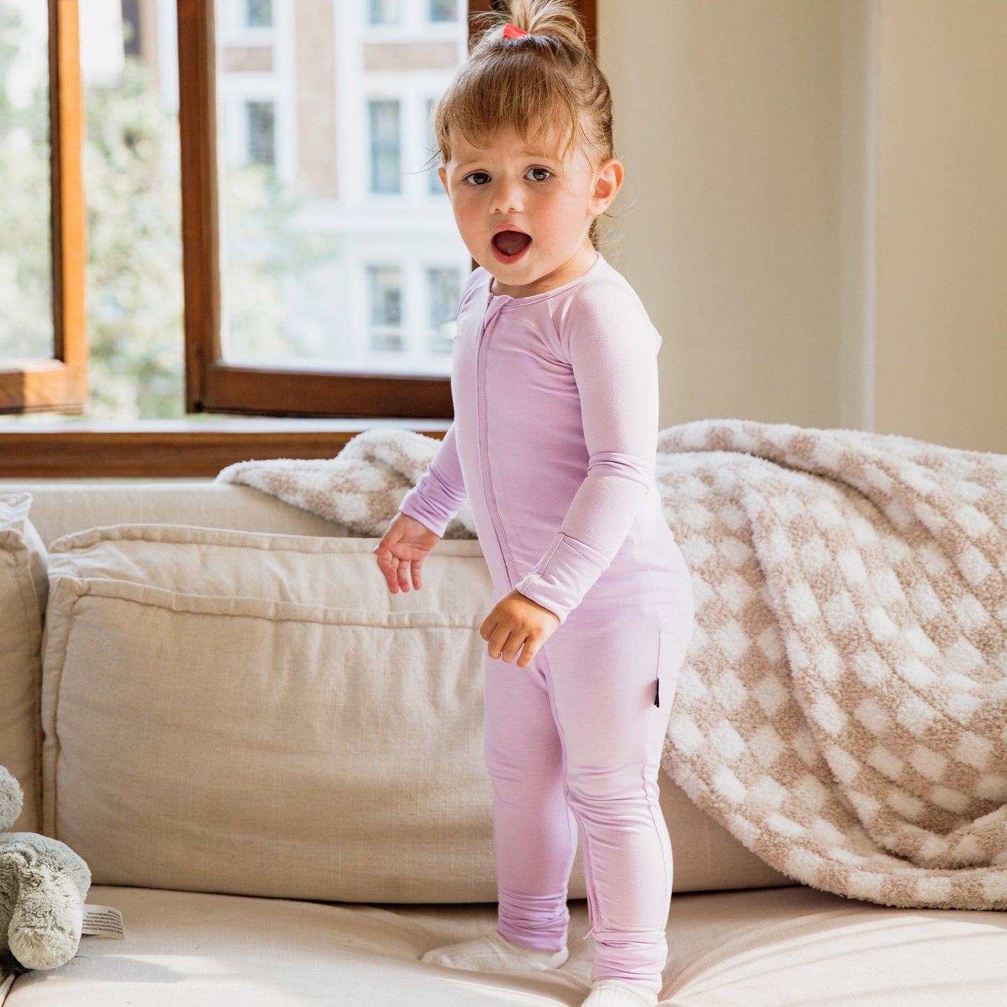 Lilac Bamboo Convertible Zippered Romper