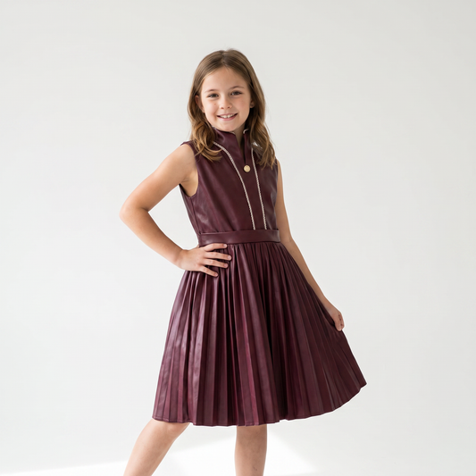 London Girls’ Faux-Leather Dress & Tweed Bolero