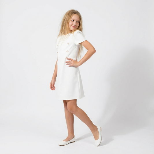 Royal Button A-Line Dress