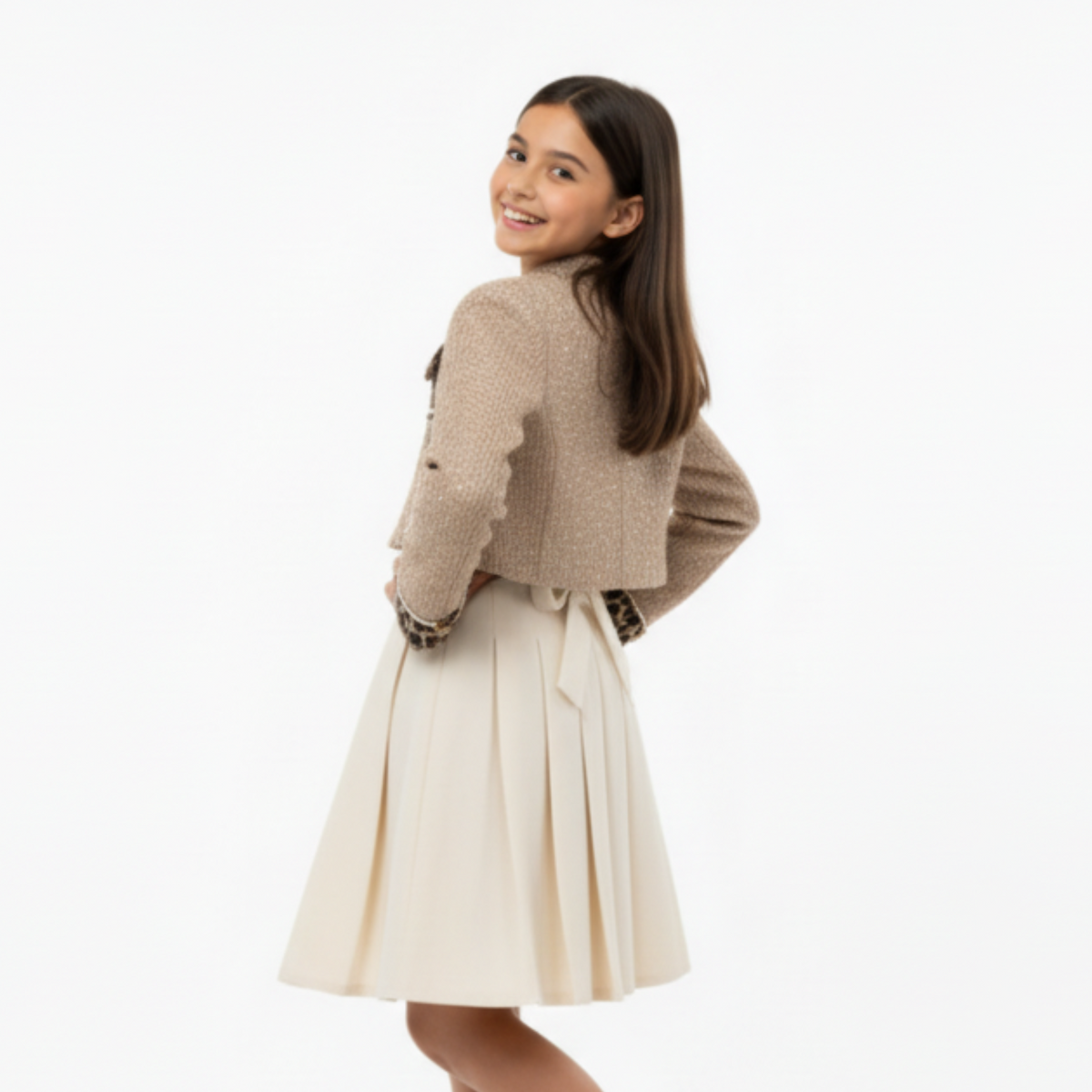 Cream Luxe Ceremony Set Girls Dress