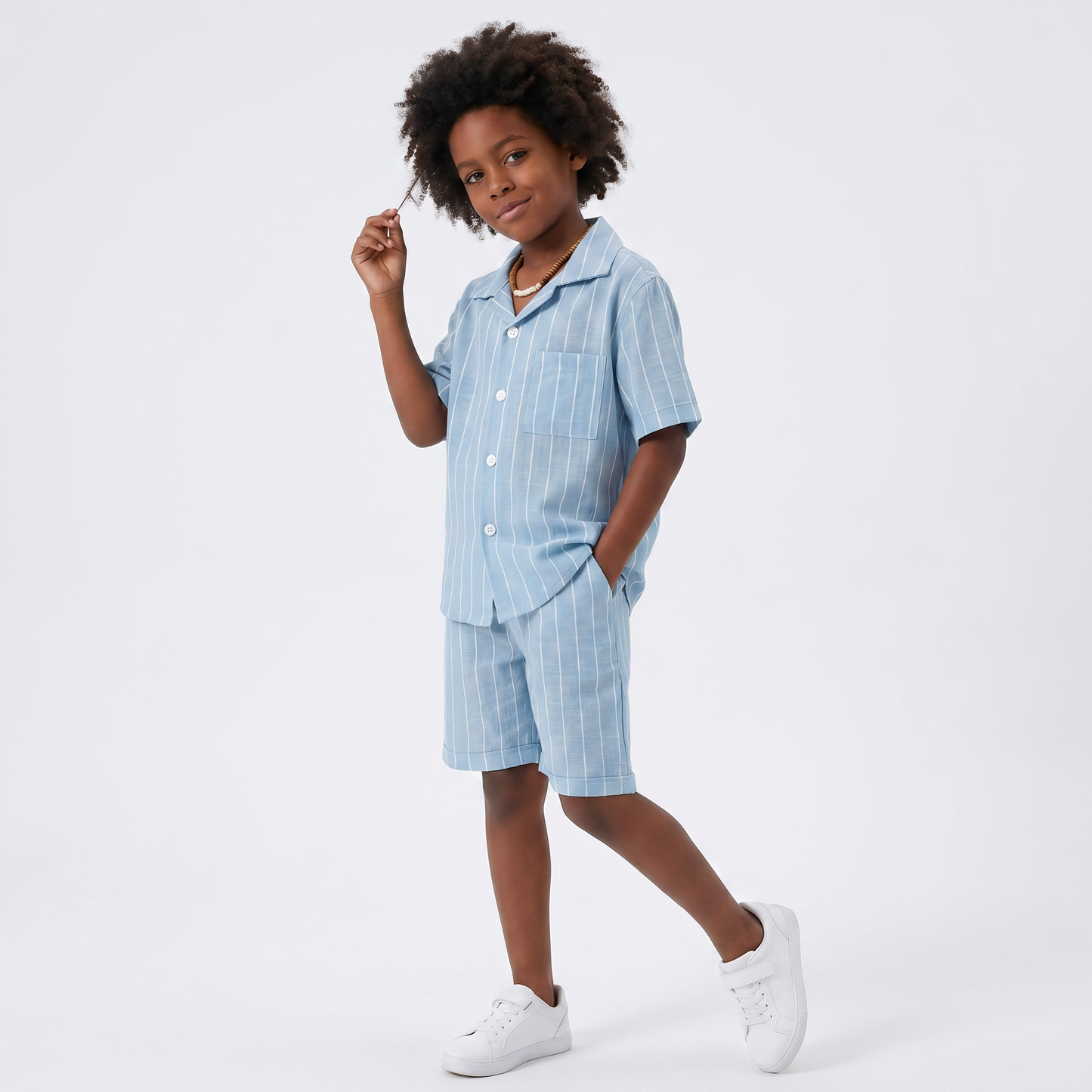 Ensemble short habillé à rayures Luca