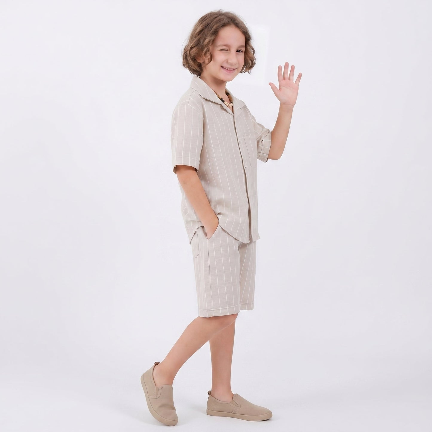 Ensemble short habillé à rayures Luca