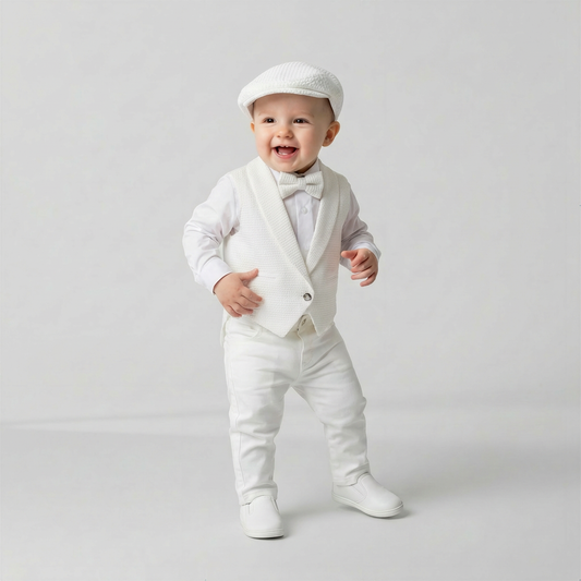 Classy Penguin Tail Baptism and Hat Set