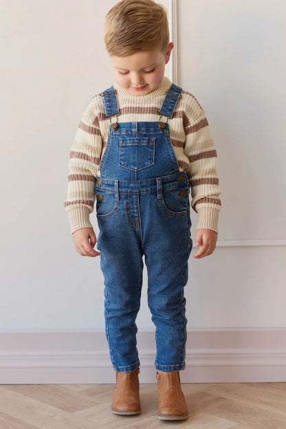 Salopette Jordie en denim, délavage moyen | Jamie Kay