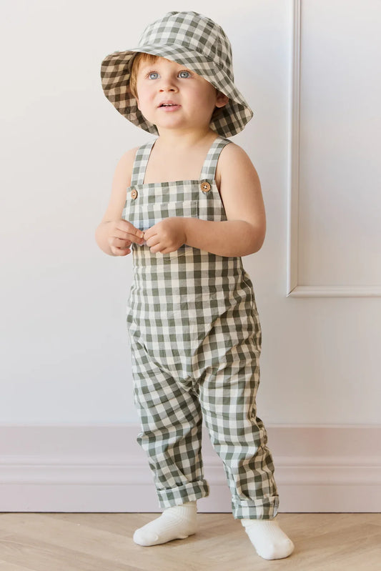 Salopette Kingston en coton biologique - Gingham Grape Leaf | Jamie Kay