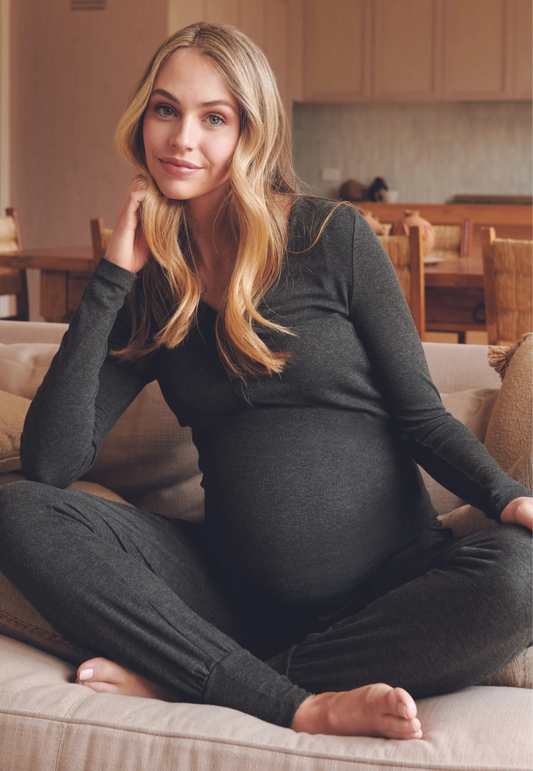 Rib-Knit Maternity Jersey Lounge Pants