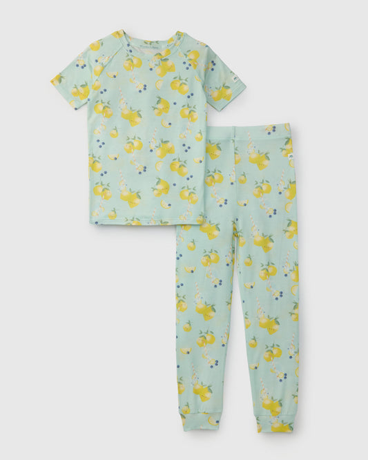 Ensemble de pyjama d'été en TENCEL™ - manches courtes, pantalon long - Lemon Squeezy