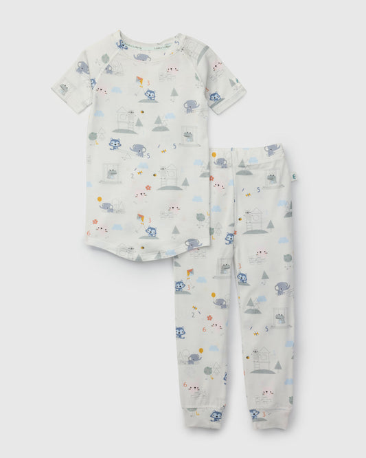 Ensemble de pyjama d'été TENCEL™ à manches courtes et pantalon long - Mini Mathletes