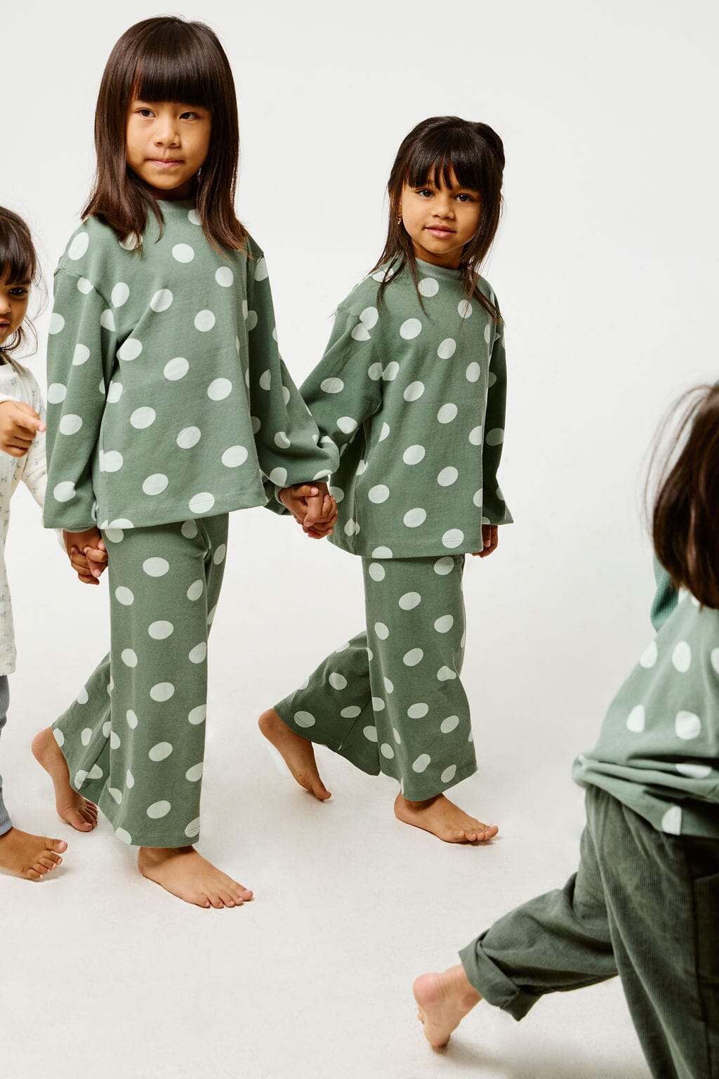 Danny Wide Leg Pants | Sage Green Dots