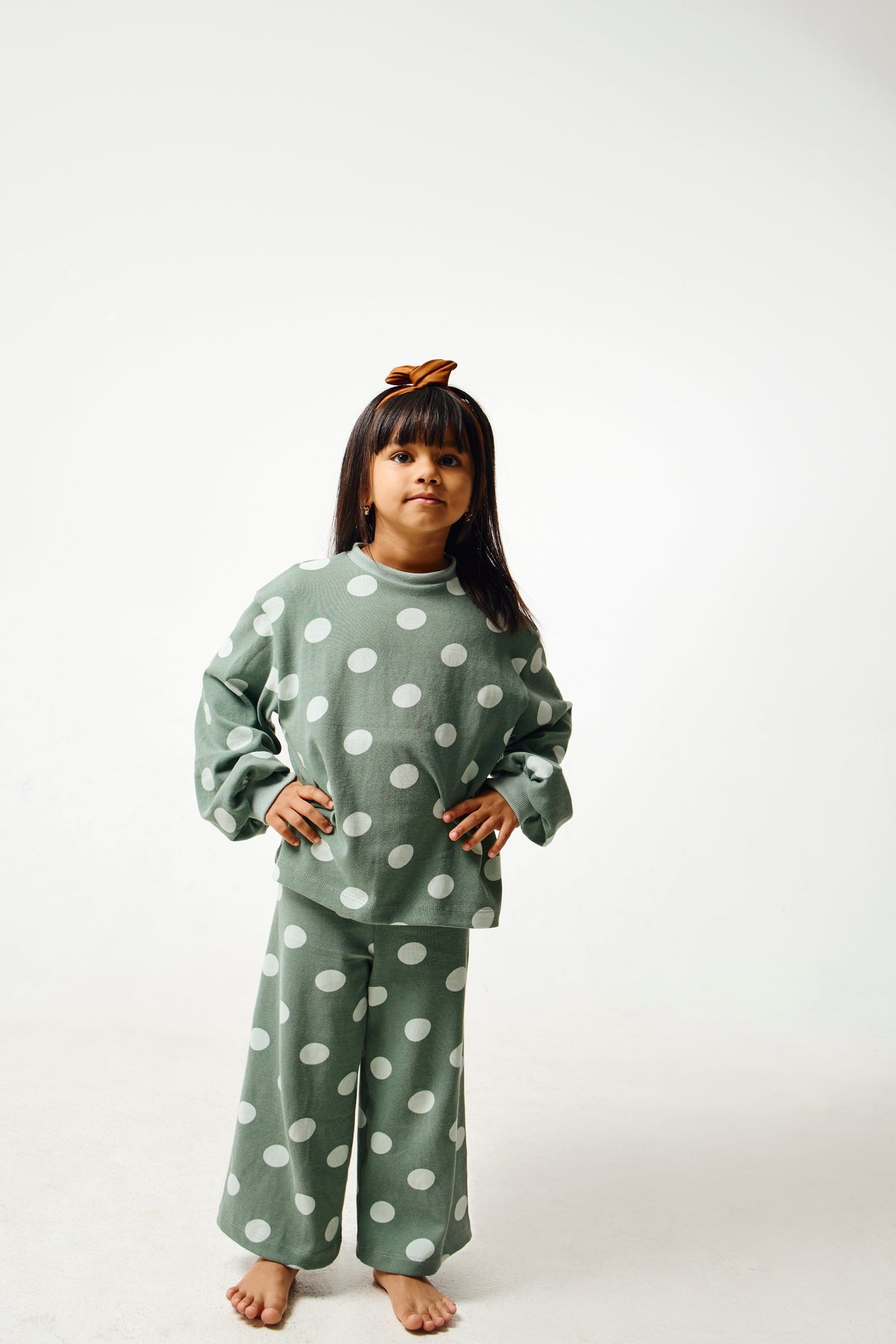 Danny Wide Leg Pants | Sage Green Dots