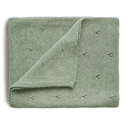 Couverture en tricot pointelle pour bébé, coton biologique