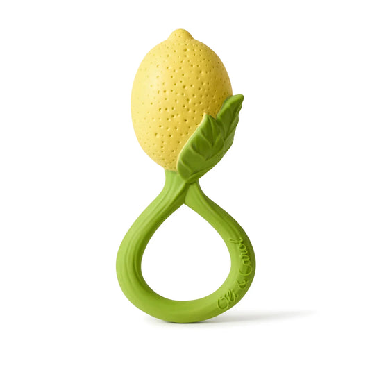 Hochet de dentition citron en caoutchouc naturel