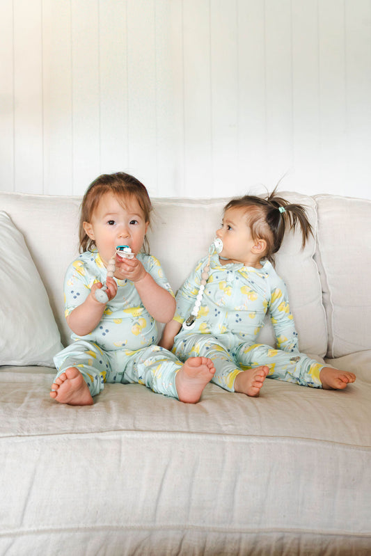 Ensemble de pyjama d'été en TENCEL™ - manches courtes, pantalon long - Lemon Squeezy