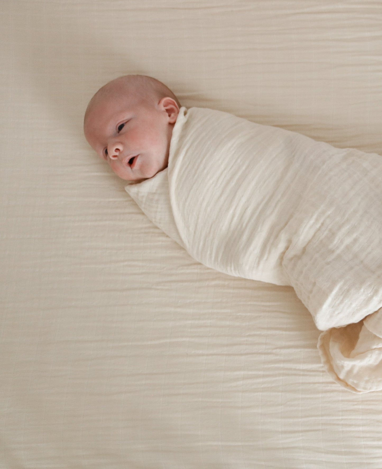 Draps-housses en mousseline de coton biologique pour berceau - Ivoire