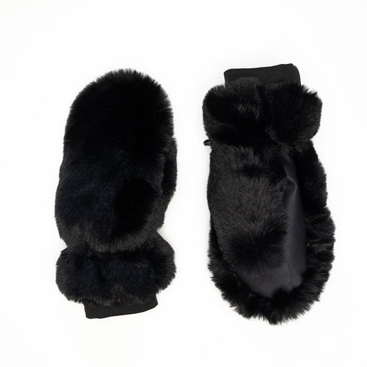 Mitaine en fausse fourrure noir de jais Wonder Fluff Girl