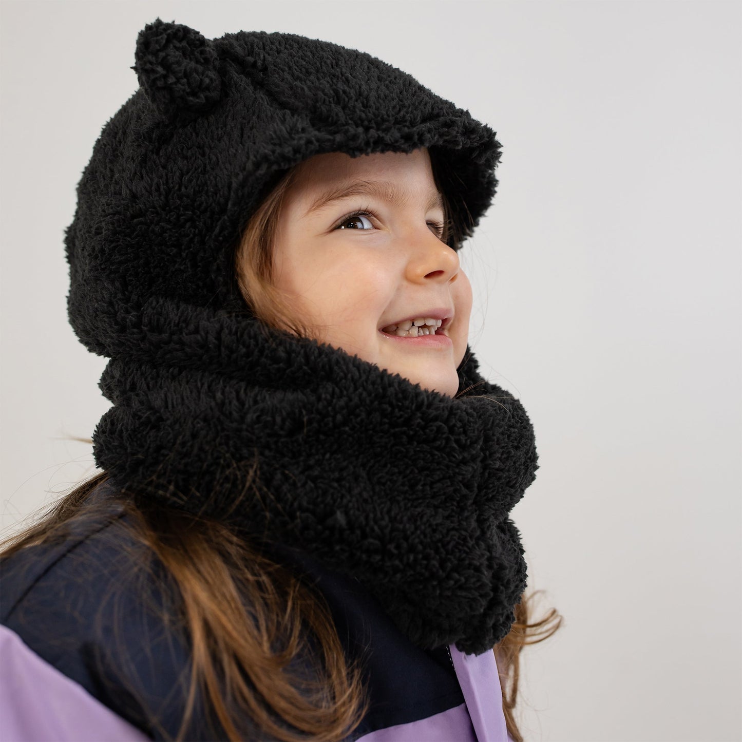 Midnight Black Plush Bear Balaclava