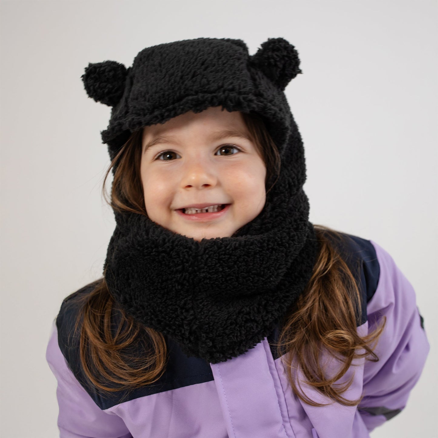 Midnight Black Plush Bear Balaclava