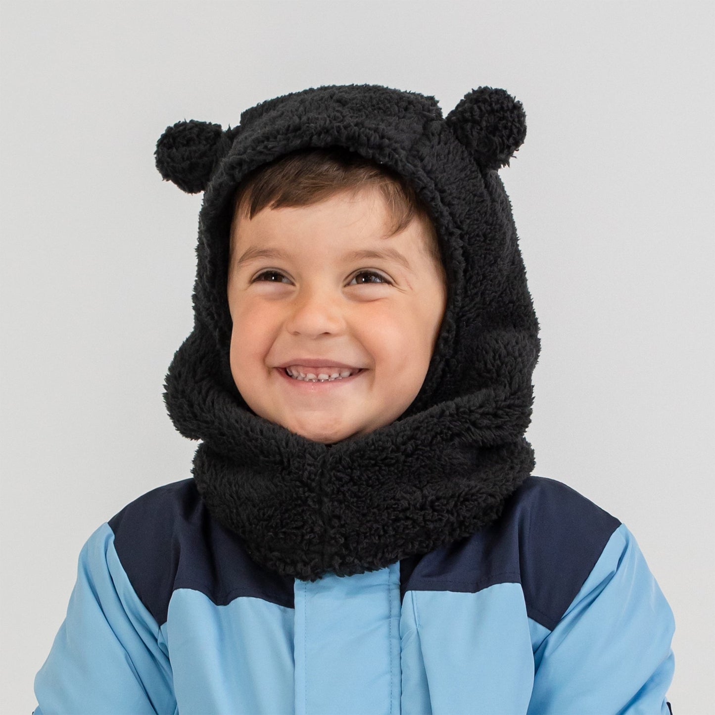 Midnight Black Plush Bear Balaclava