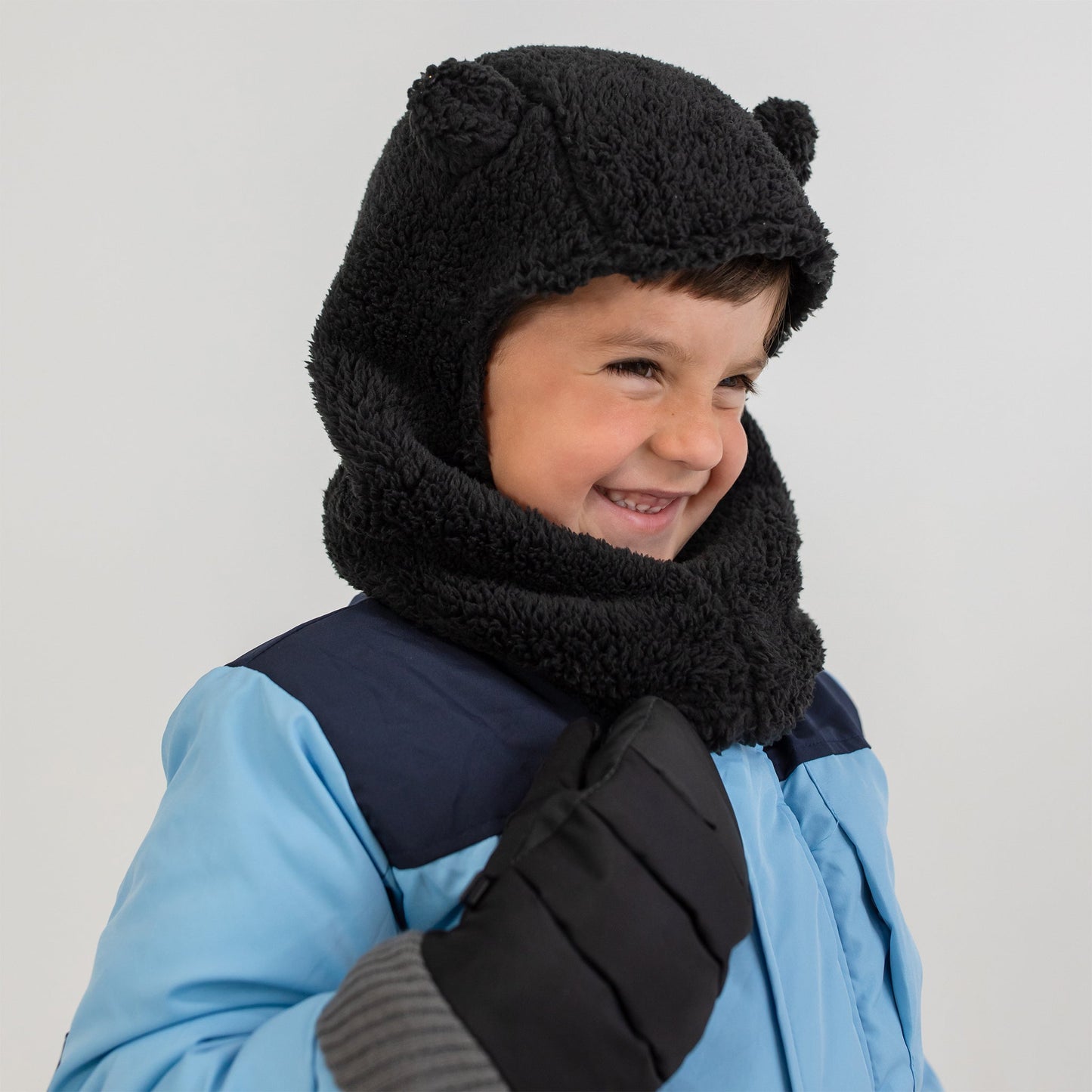 Midnight Black Plush Bear Balaclava