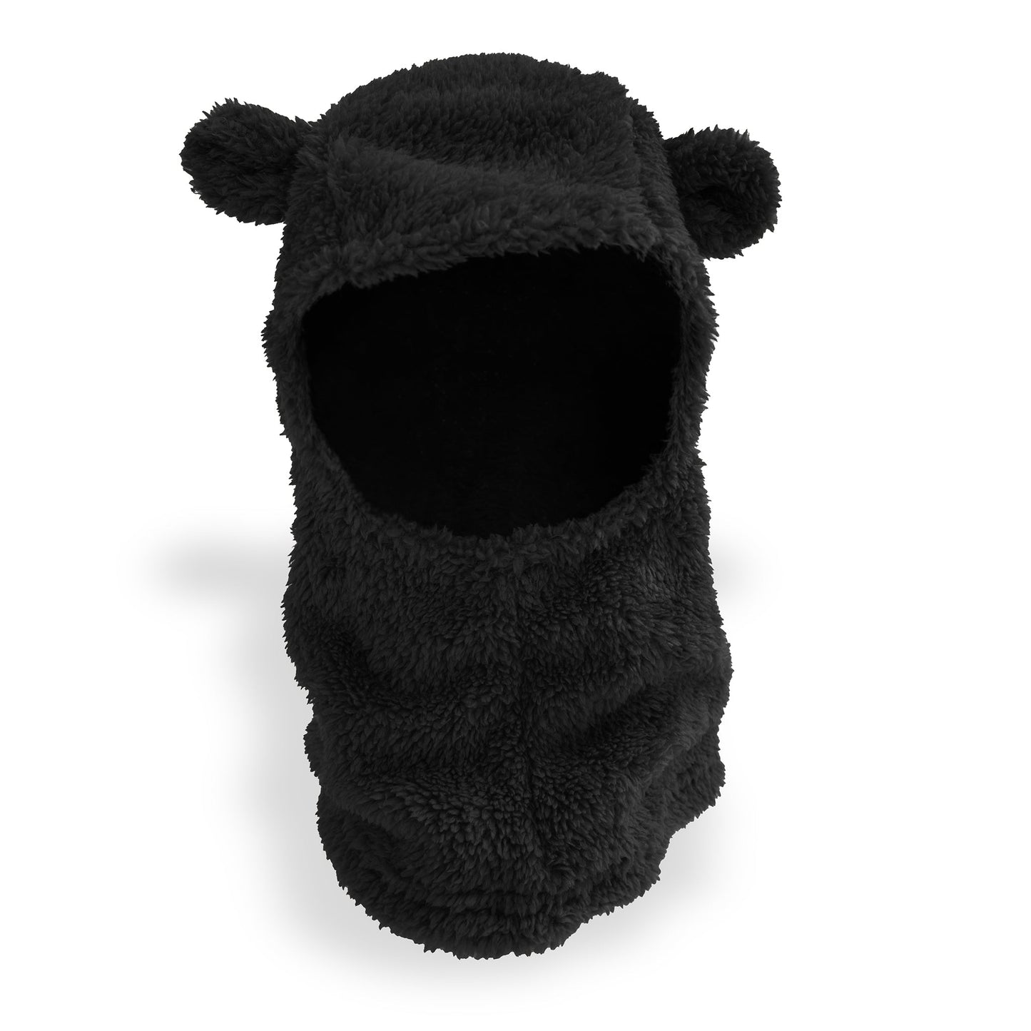 Midnight Black Plush Bear Balaclava
