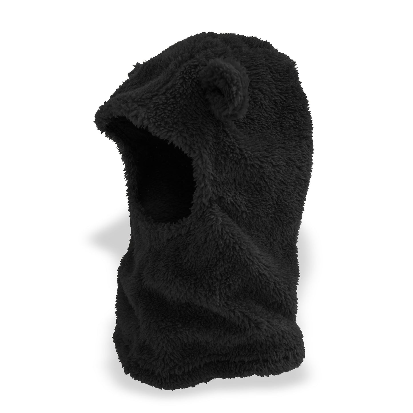 Midnight Black Plush Bear Balaclava