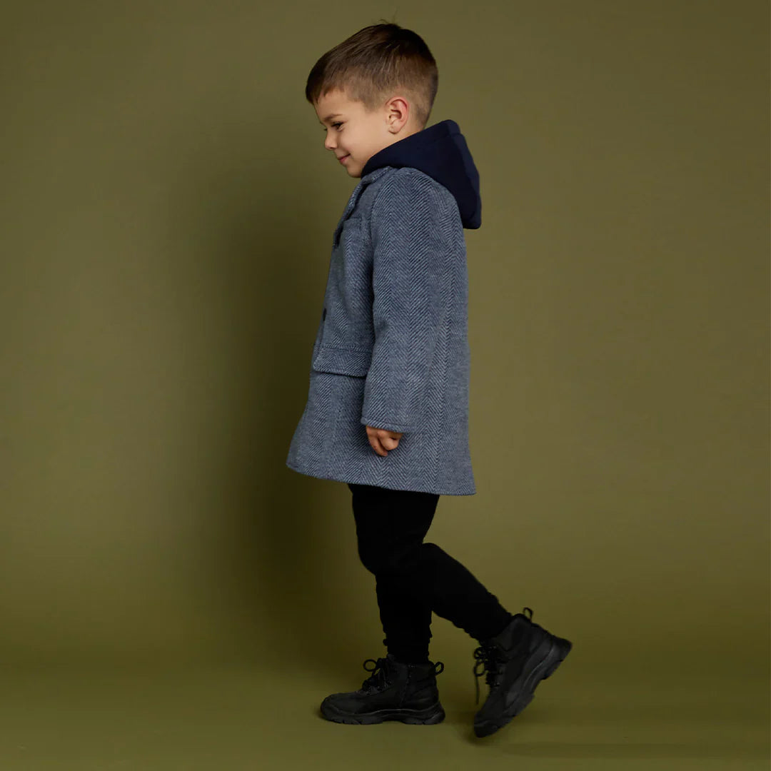 Dress Coat Hooded | Blue | Miles The Label