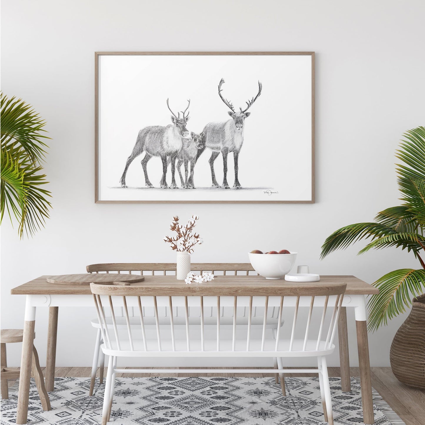 Famille de caribous - Décoration murale animaux des bois