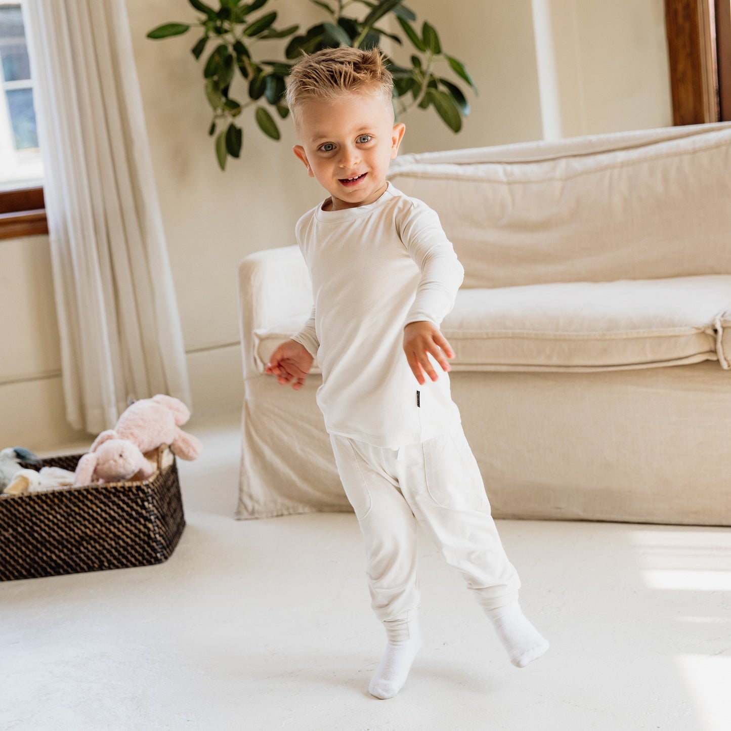 Cloud Grey Bamboo 2-Piece Long Sleeve Jogger Set