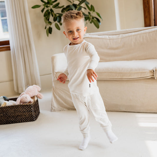 Cloud Grey Bamboo 2-Piece Long Sleeve Jogger Set