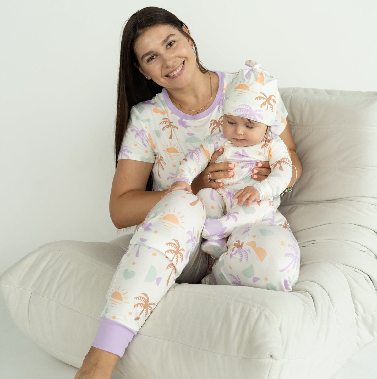 Wommen's Bamboo Short Sleeve Pajama Set (Boho Surf Print)