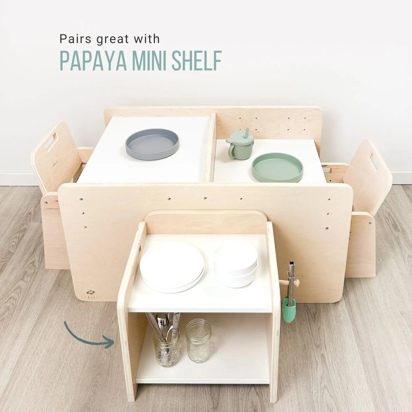 PAPAYA DOUBLE - Ensemble table et chaises Montessori réglables pour deux