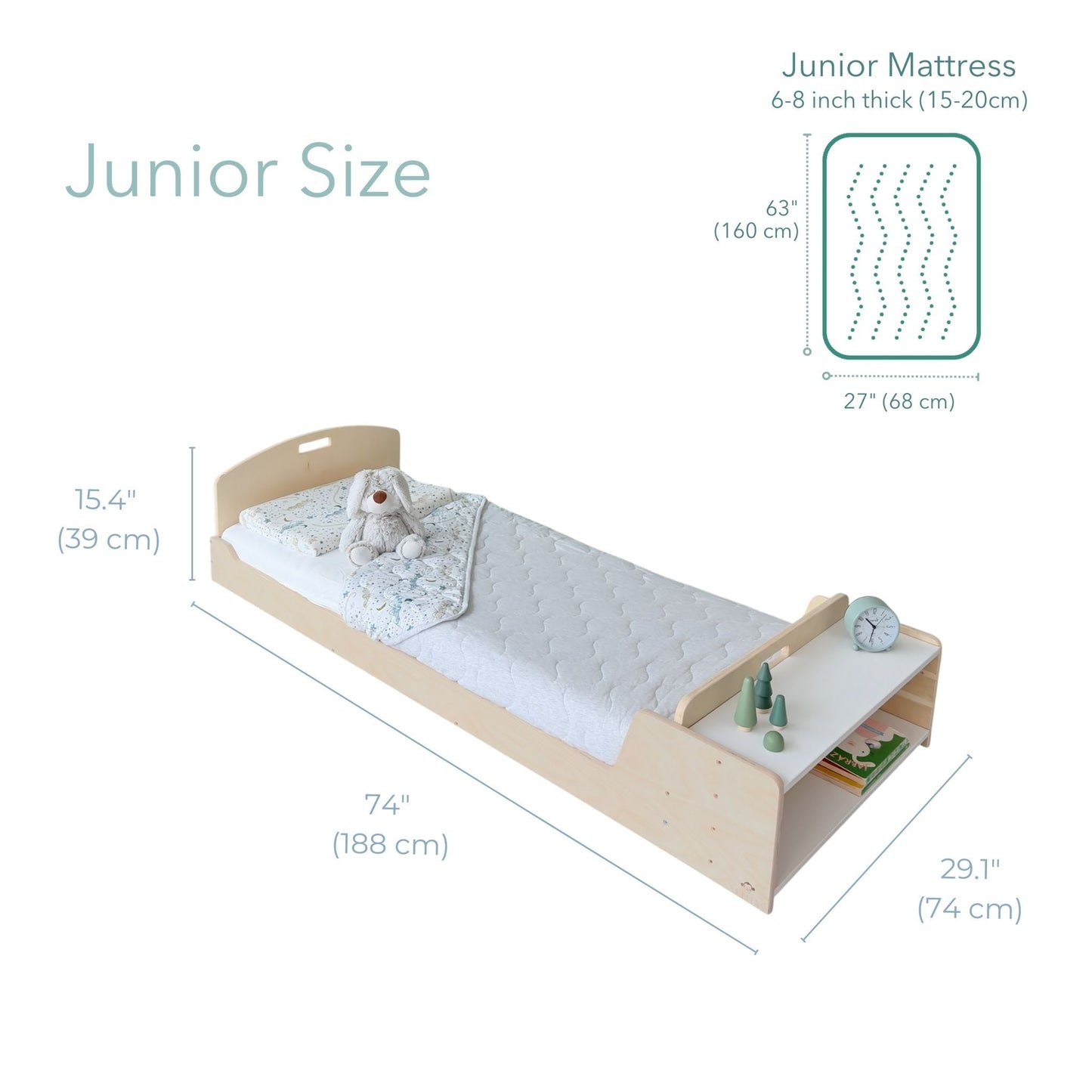 CHERRY JUNIOR - Lit au sol Montessori avec étagères
