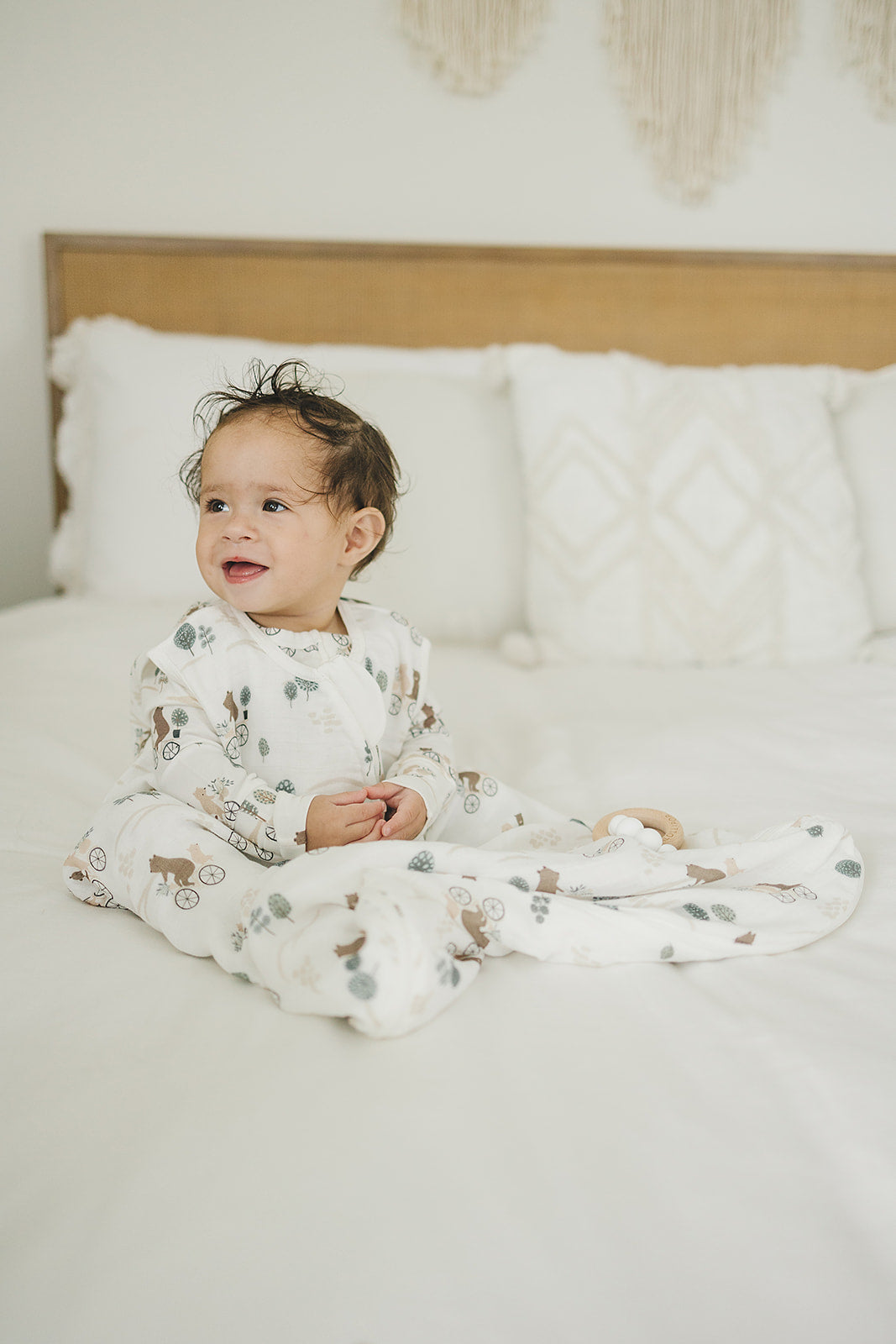 Baby Bamboo Muslin Sleep Sack 0.5 TOG - Bears on Bikes