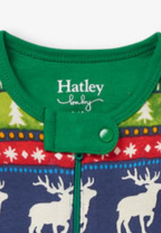 Pyjama à pieds pour bébé Painted Fair Isle marine