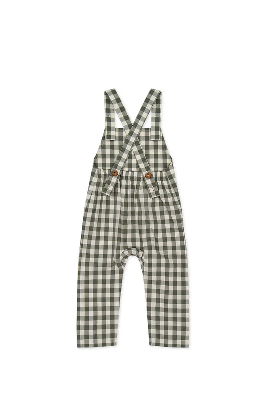 Salopette Kingston en coton biologique - Gingham Grape Leaf | Jamie Kay