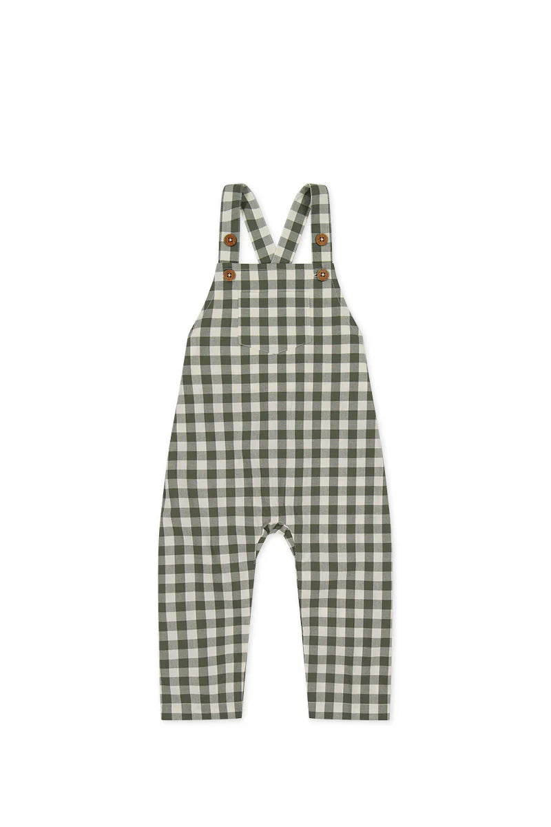 Salopette Kingston en coton biologique - Gingham Grape Leaf | Jamie Kay