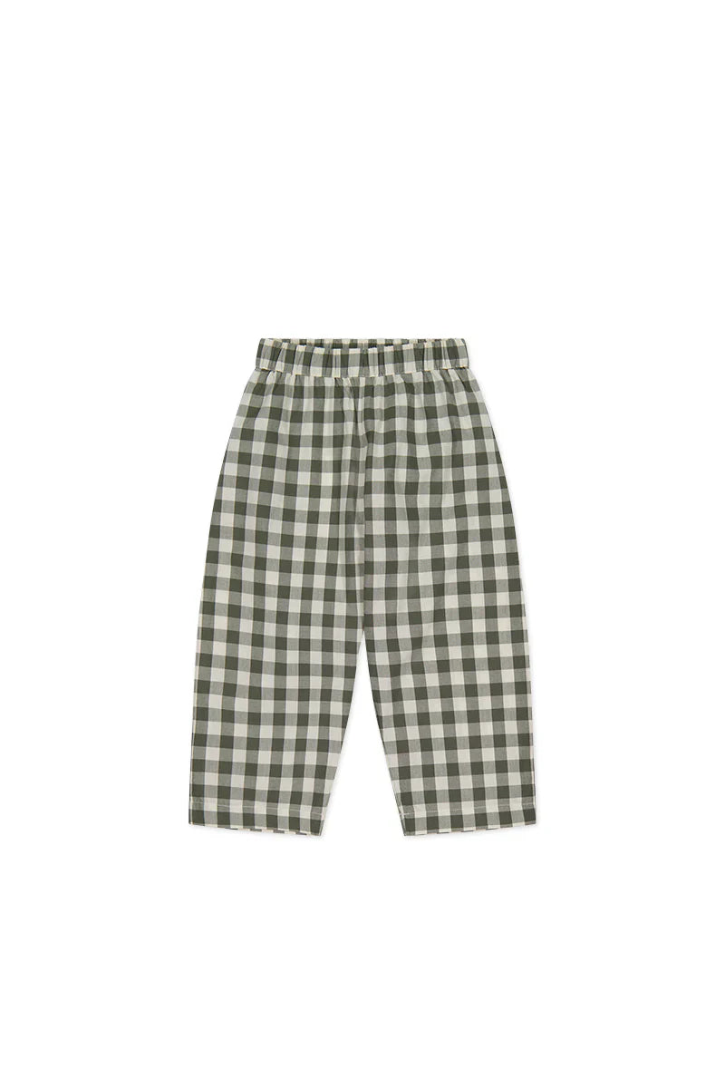 Pantalon en coton biologique Kingston - Gingham Raisin Feuille | Jamie Kay