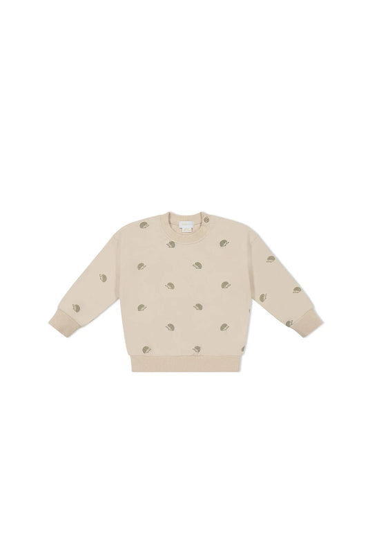 Organic Cotton Knit Sweatshirt | Henry Hedgehog Birch | Jamie Kay