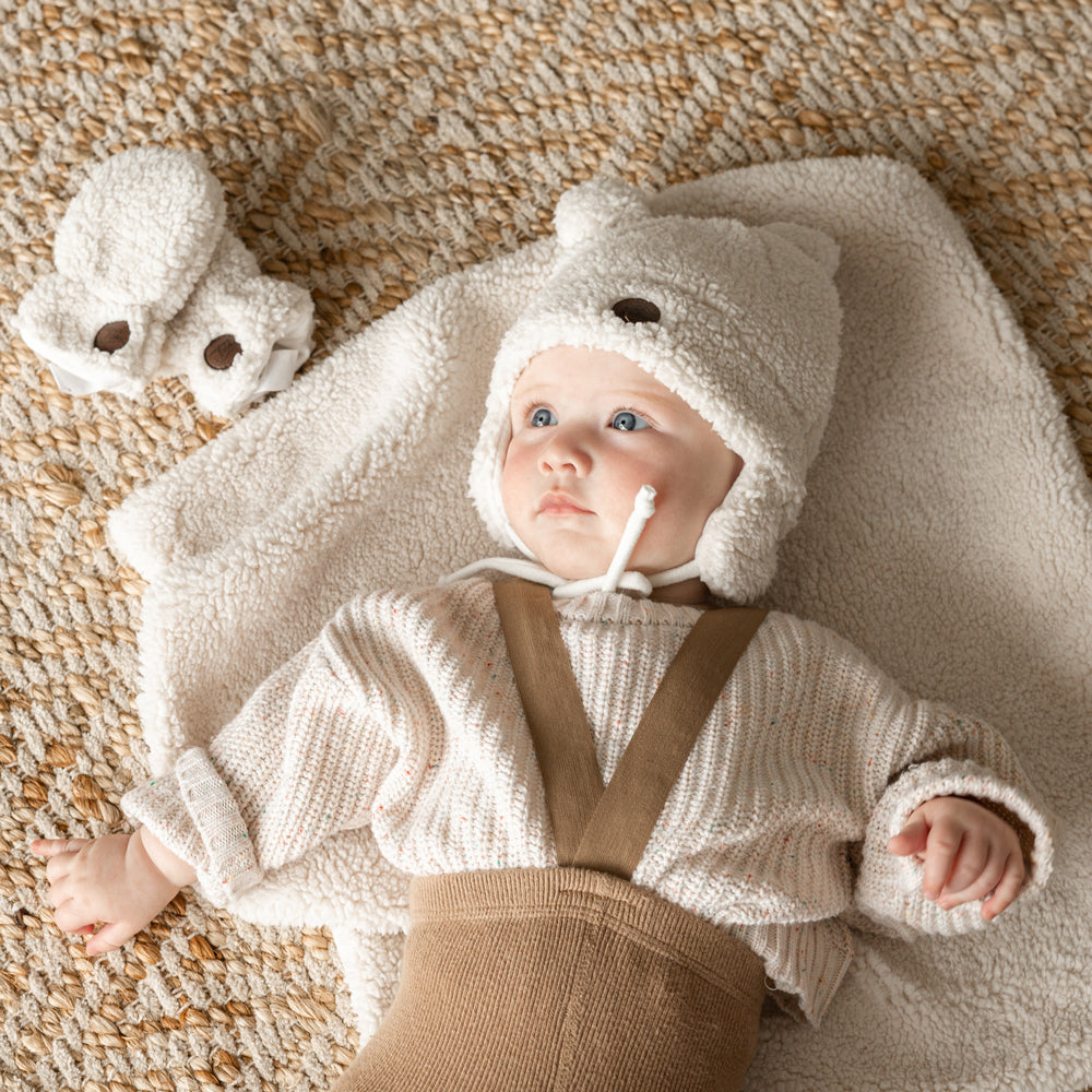 Petit coulou Sherpa Teddy Bear Gift Set for Baby (4 accessories)