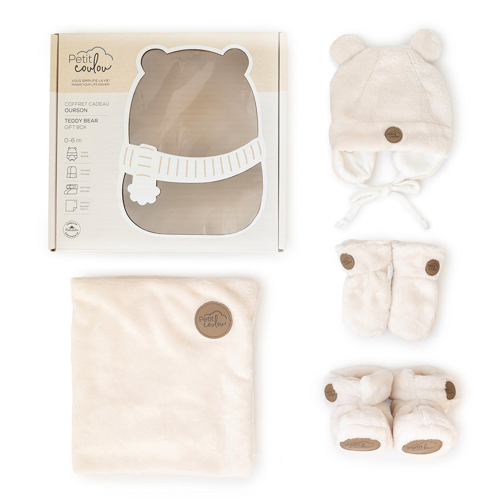 Petit coulou Minky Bear Gift Set for Baby (4 accessories)