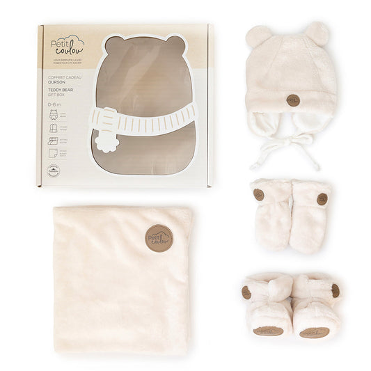 Petit coulou Minky Bear Gift Set for Baby (4 accessories)
