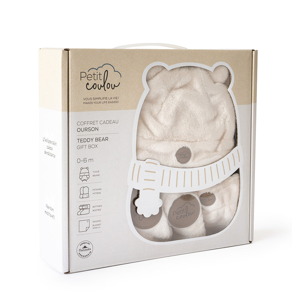 Petit coulou Minky Bear Gift Set for Baby (4 accessories)