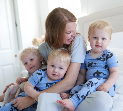 Rayon from Bamboo Short Sleeve Pajama Set (Orca Print)