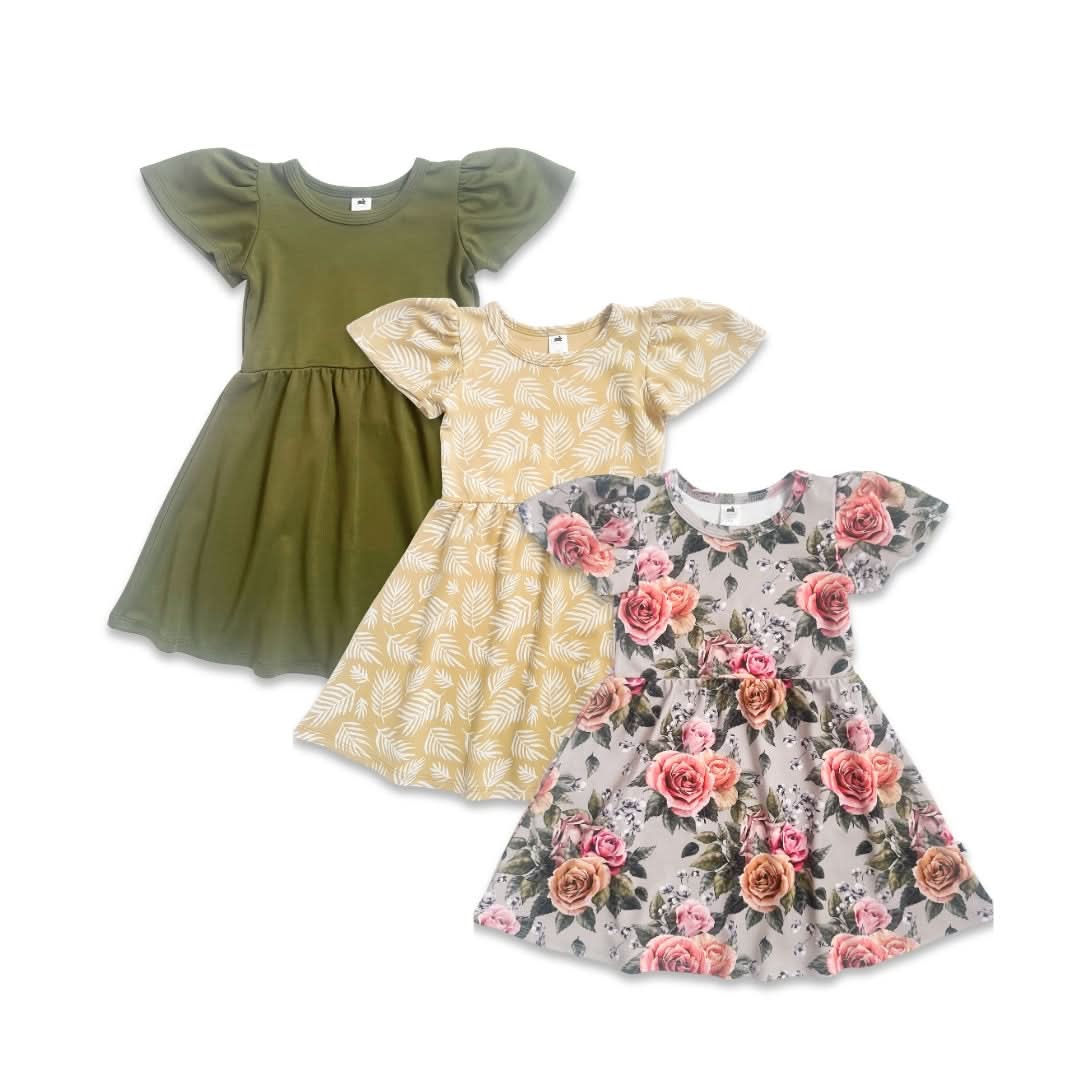 Kids’ Bamboo Kaia Dress | Palm Fronds